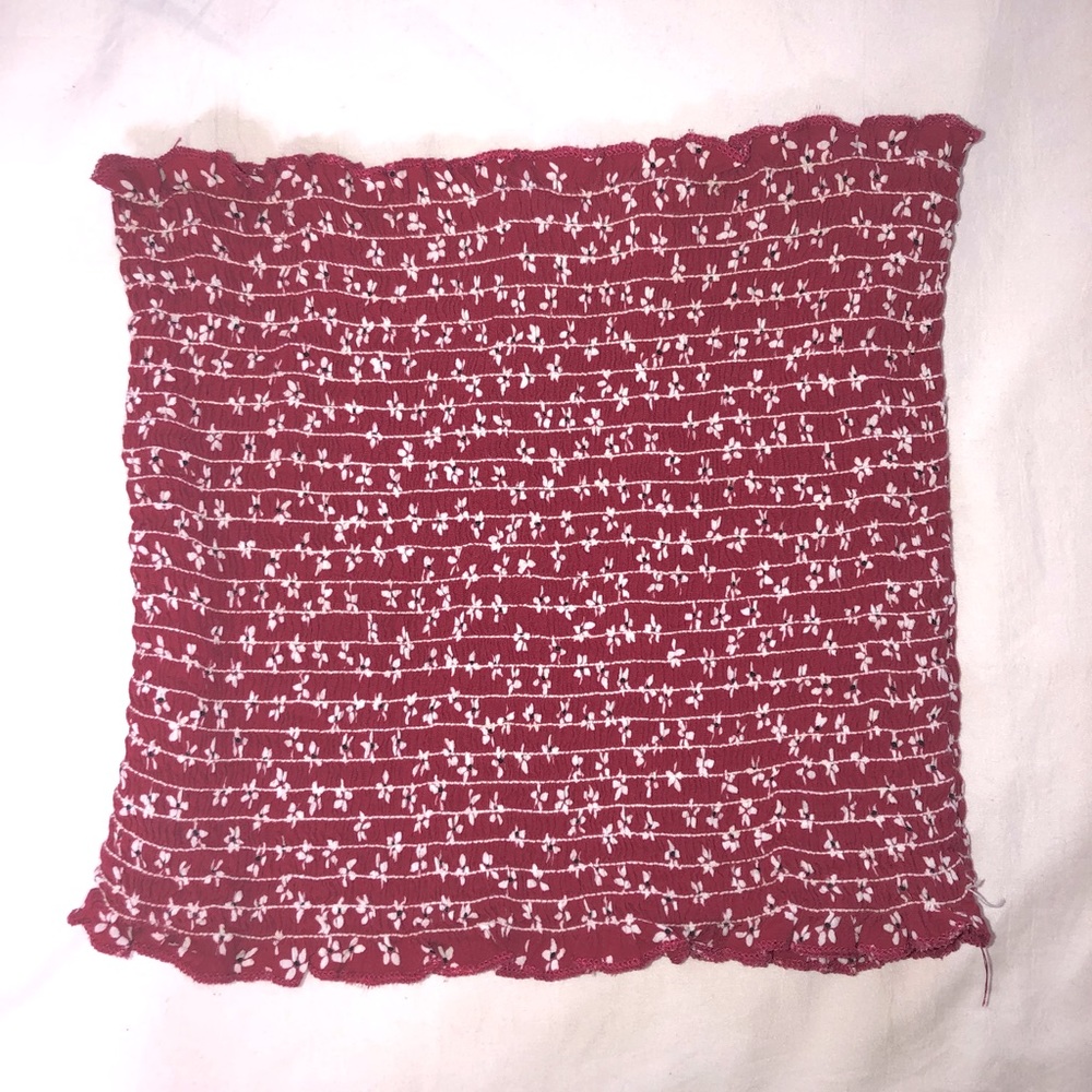 Red Floral Smocked Cropped Tube Top | Brandy Melville